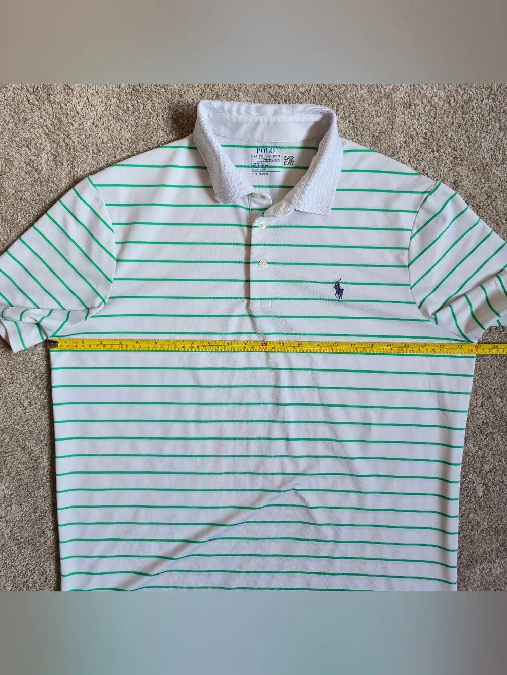 POLO GOLF RALPH  LAUREN Performance Shirt Mens L Mint Green Striped